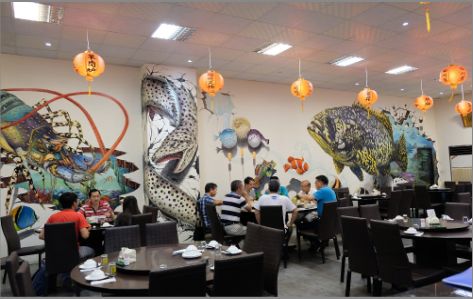张家港海鲜餐厅墙体彩绘
